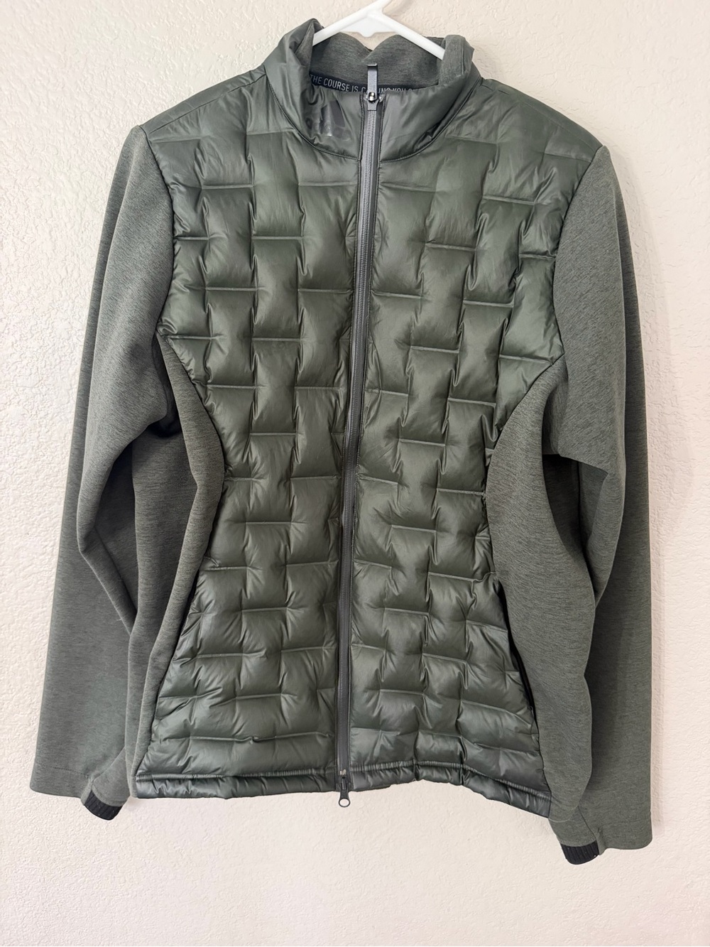 adidas Olive Green Quilted Front Puffer Jacket - Women